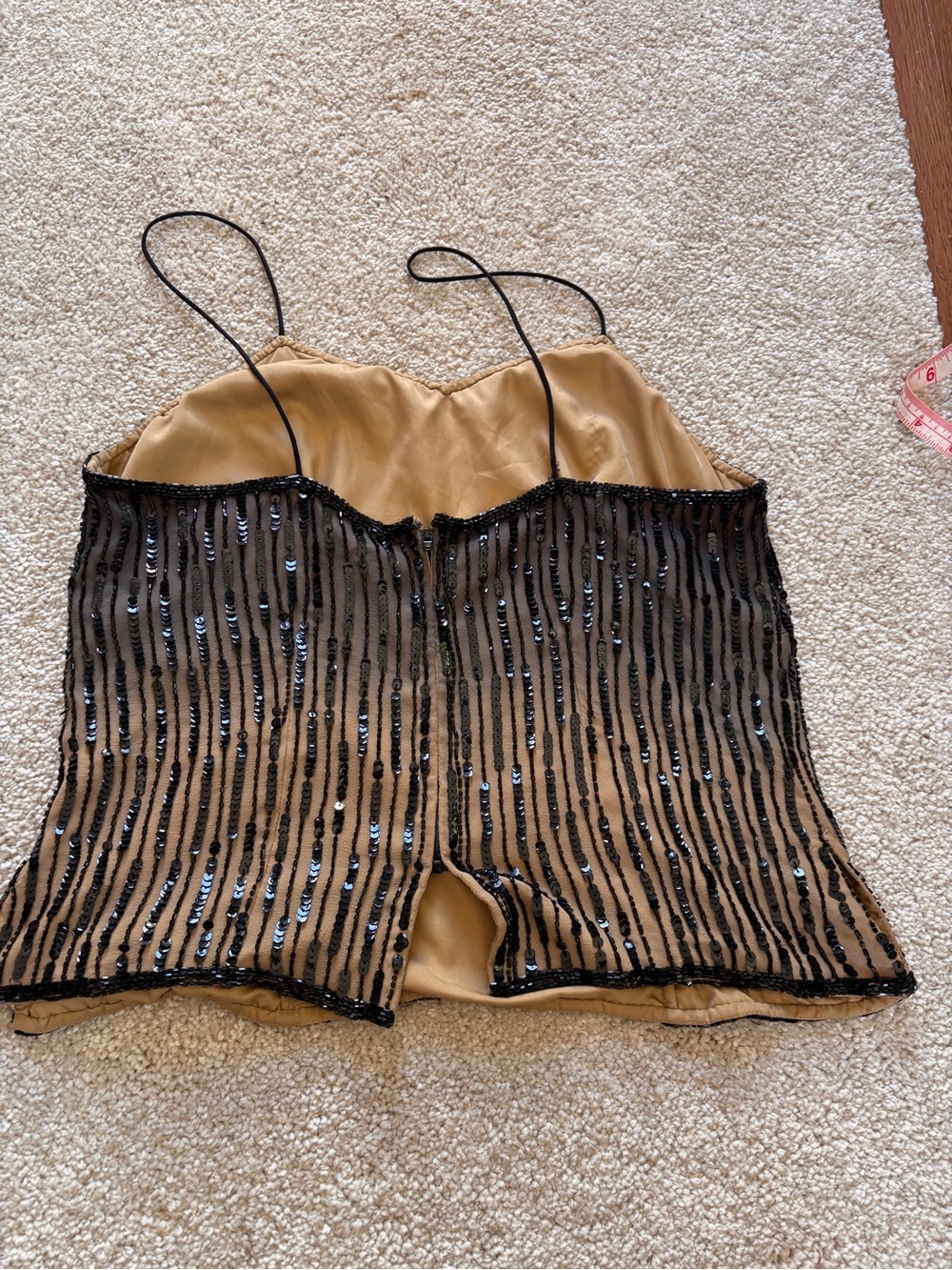 Cache 100% Silk Black Sequin Beaded Cami Tank Top Size S Evening Party - Picture 2 of 7